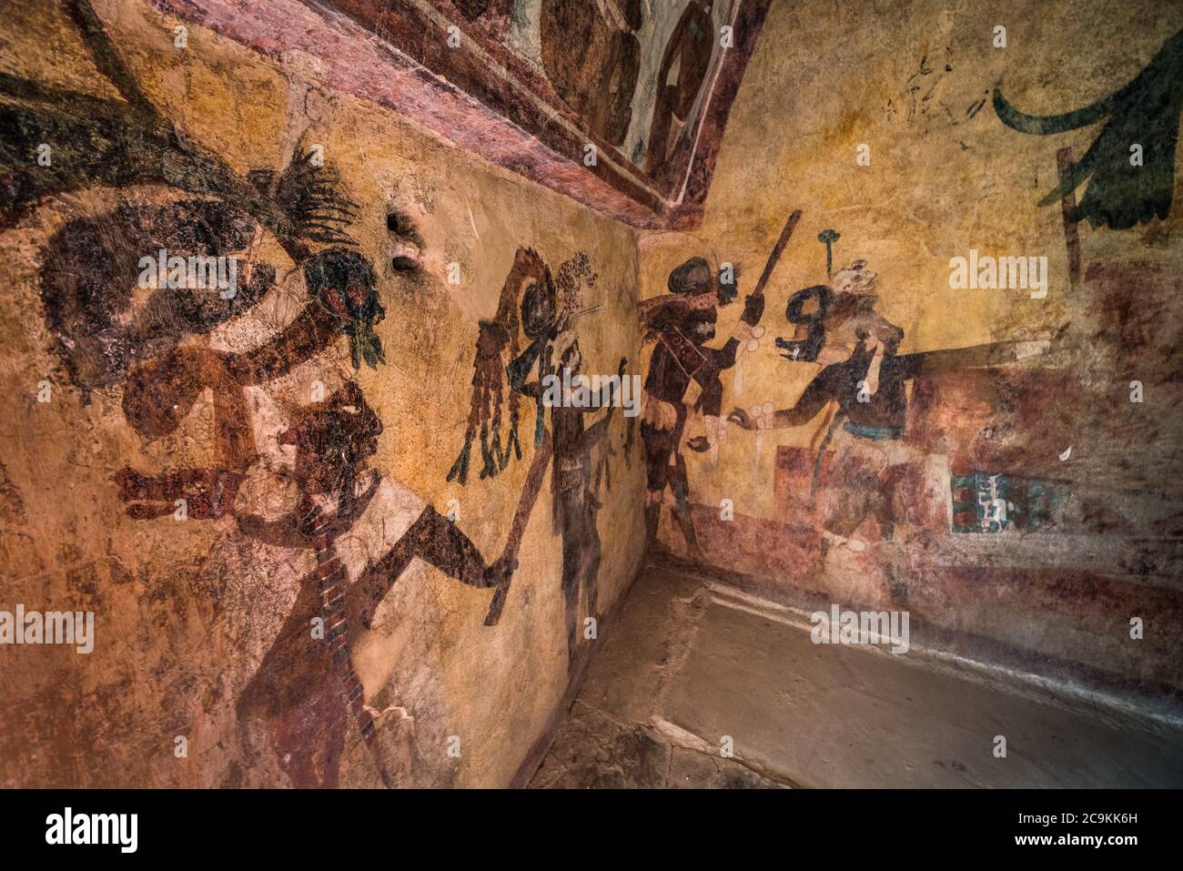 A fresco mural showing celebration and ritual in Room 3 of the Temple ...