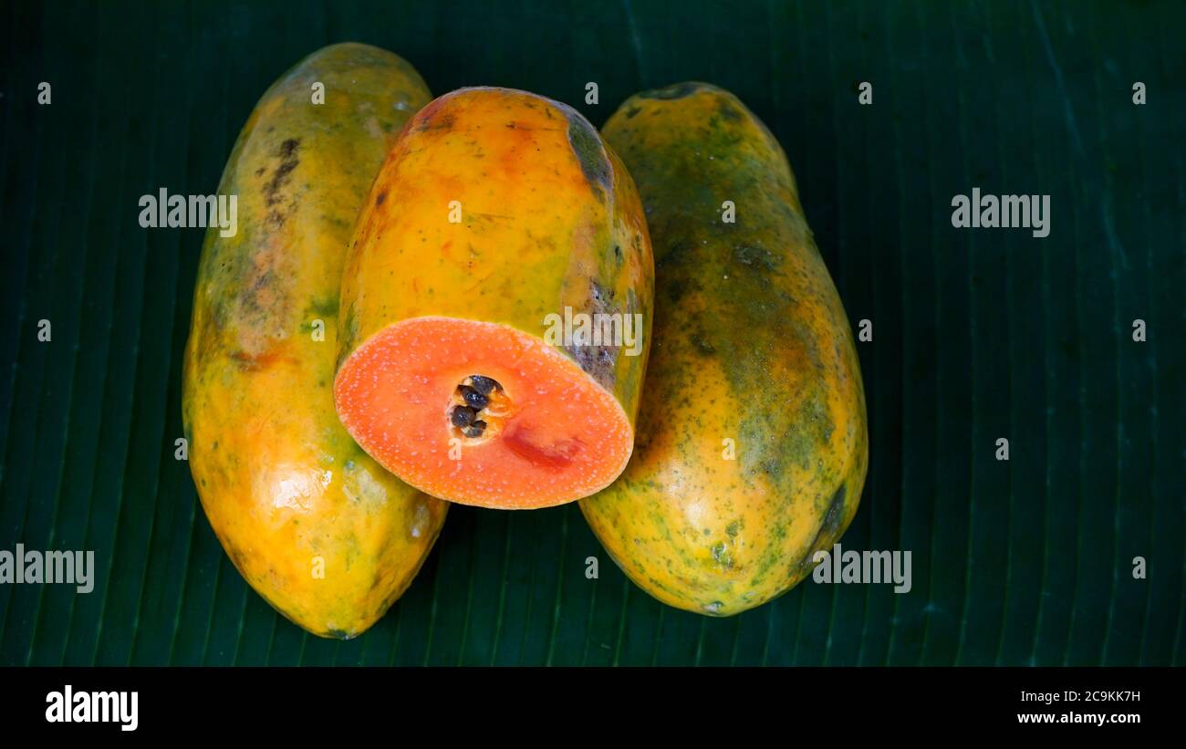 Close up of ripe papaya fruit Stock Photo Alamy