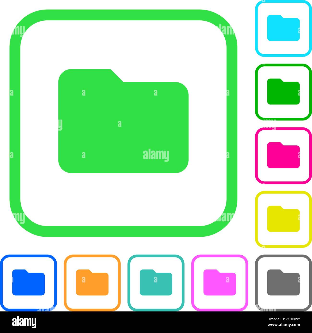 Single folder vivid colored flat icons in curved borders on white background Stock Vector