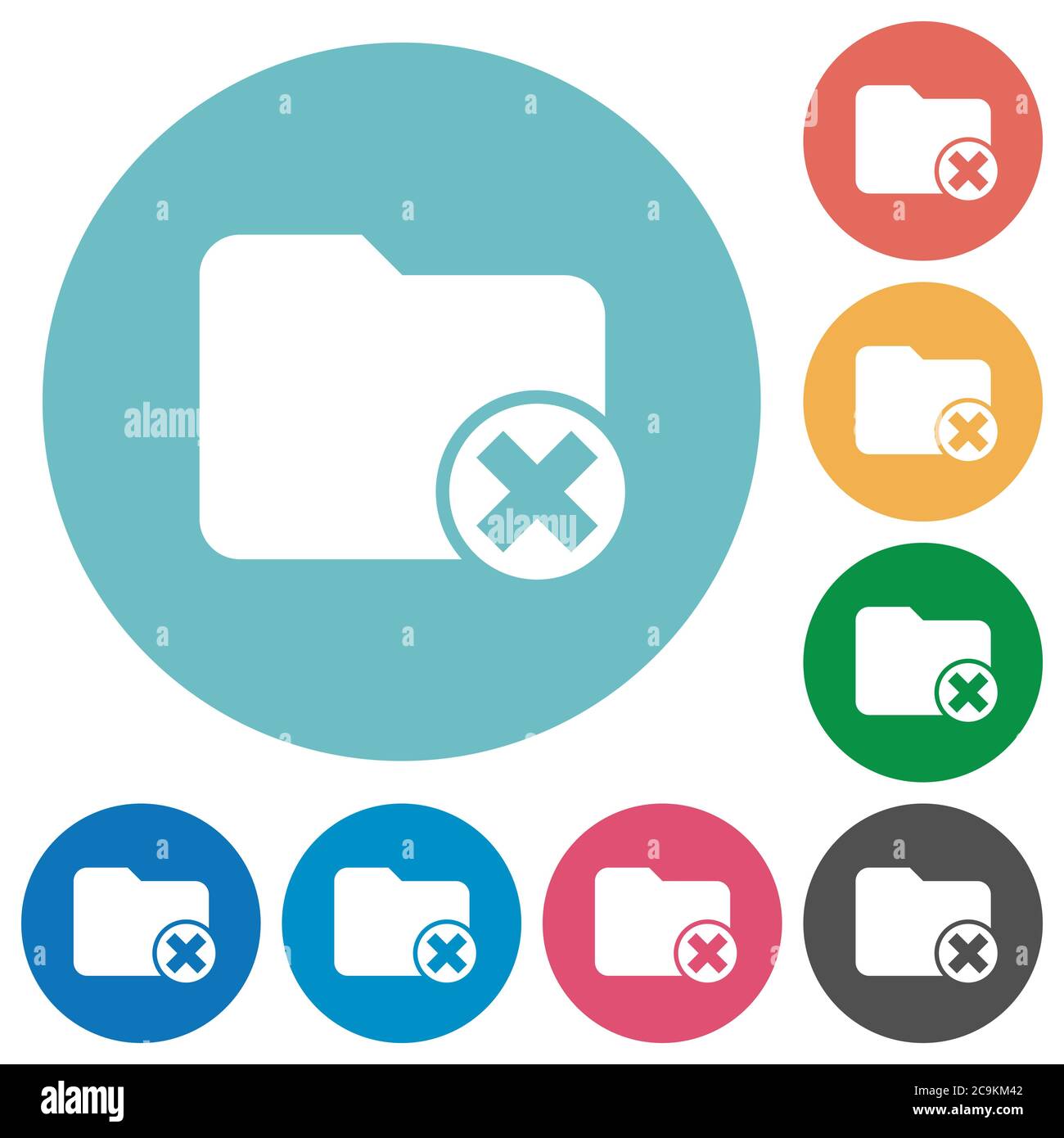 Cancel directory flat white icons on round color backgrounds Stock ...