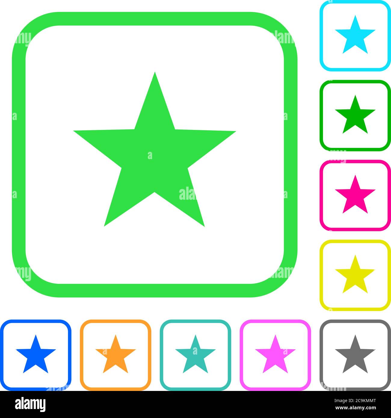 Favorite vivid colored flat icons in curved borders on white background ...