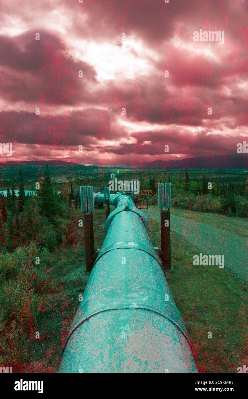 Dystopian view of an oil pipeline Stock Photo