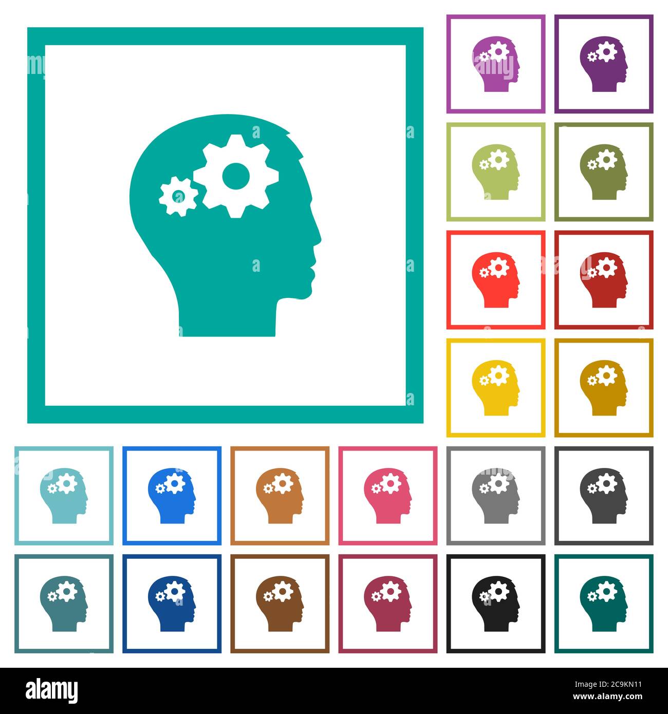 User settings flat color icons with quadrant frames on white background Stock Vector