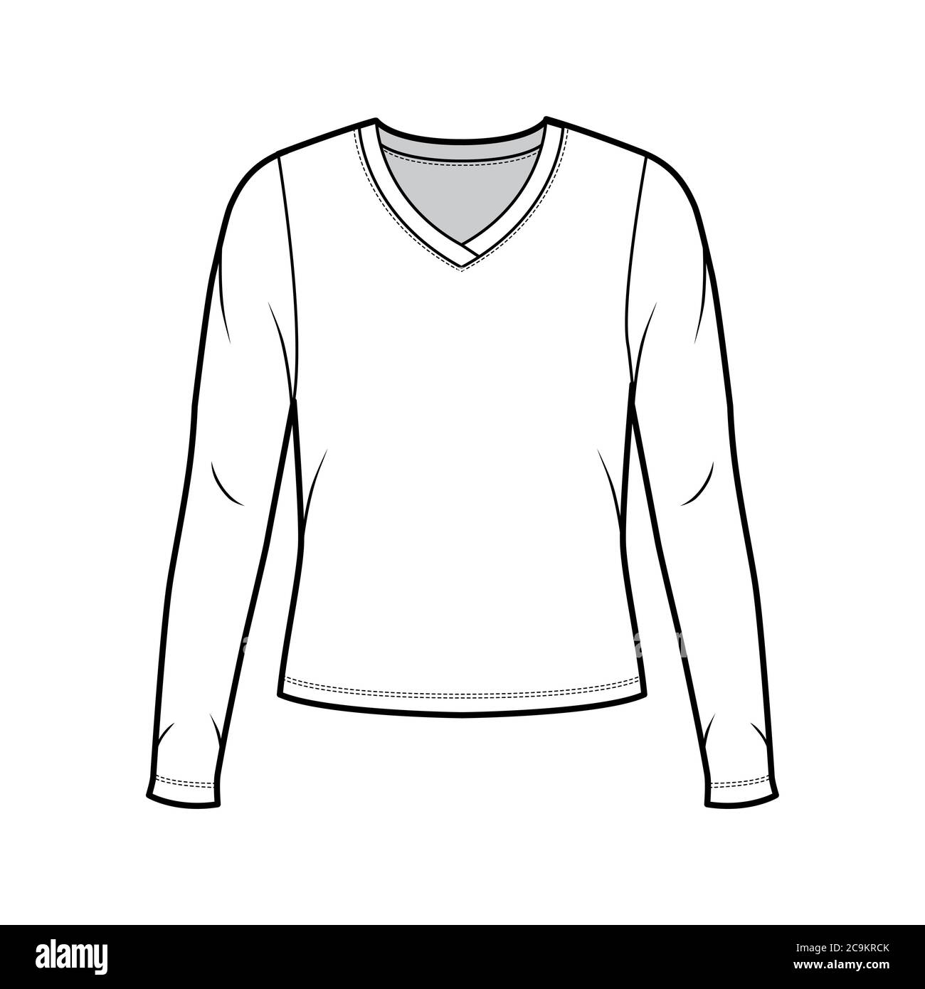V-neck jersey sweater technical fashion 