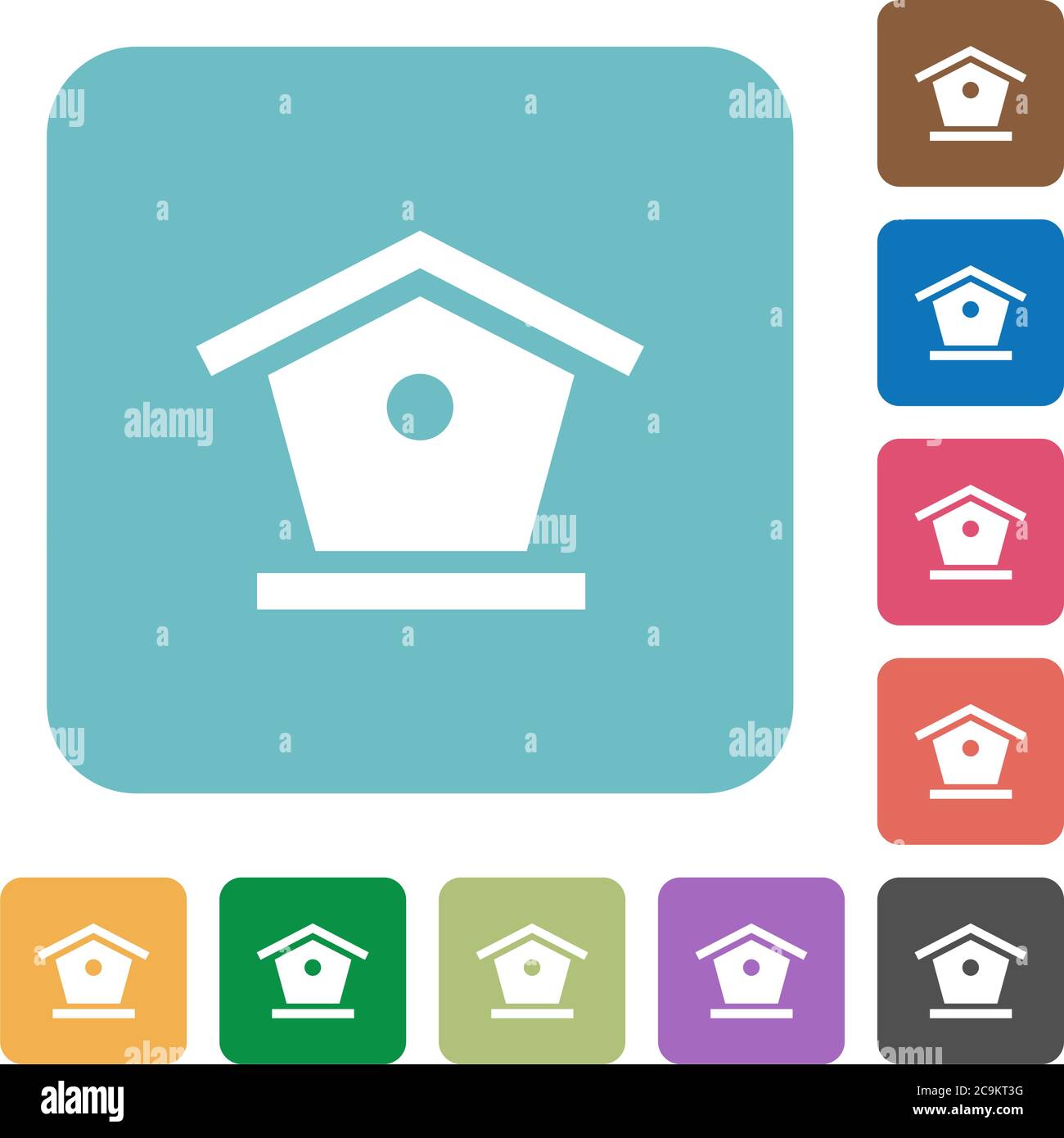 Bird feeder white flat icons on color rounded square backgrounds Stock ...