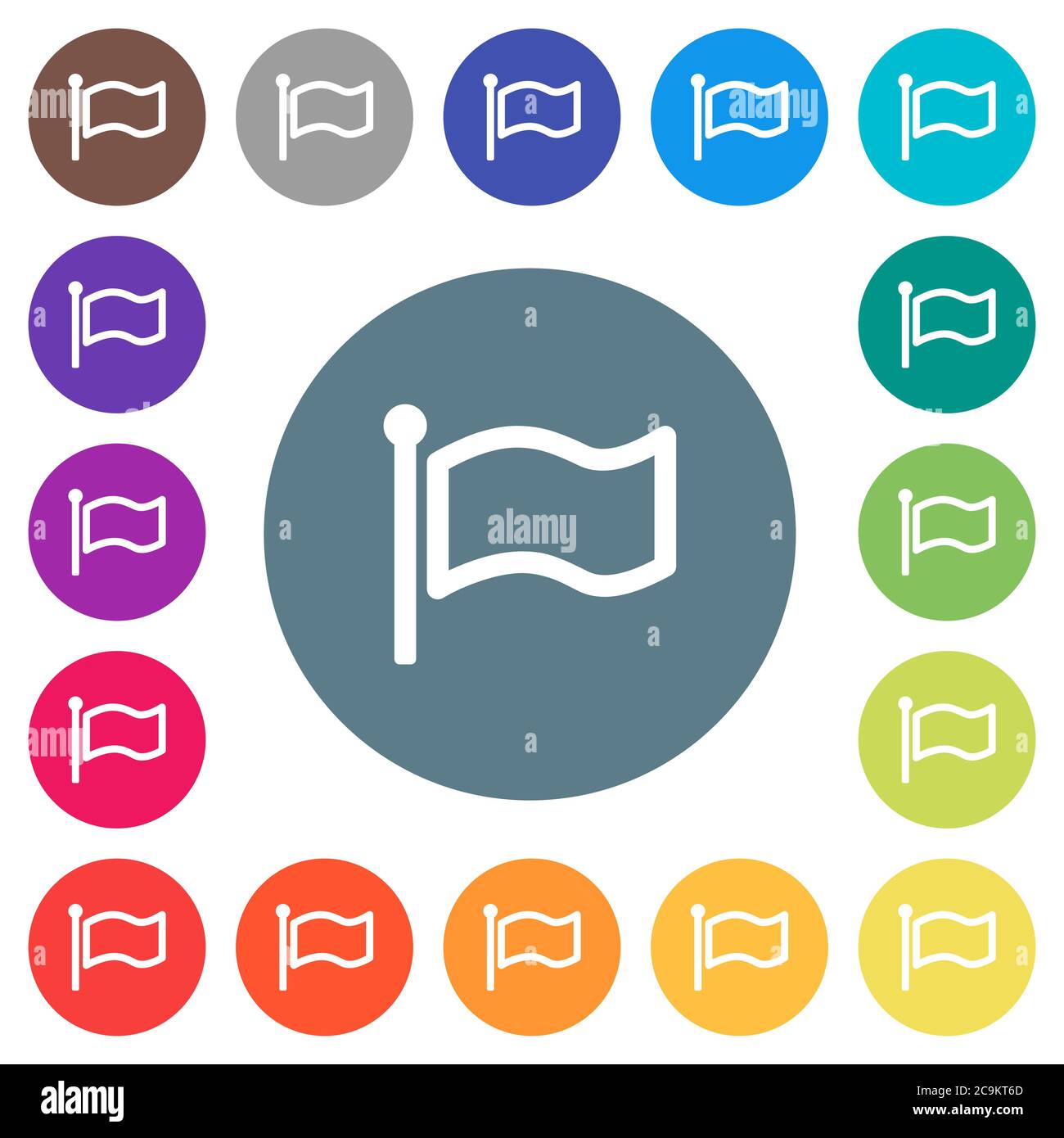 Flag flat white icons on round color backgrounds. 17 background color ...