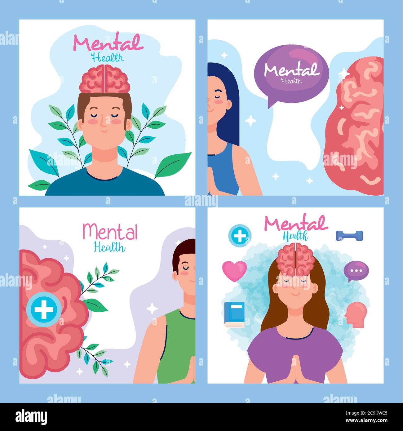 set banners of mental health with icons Stock Vector Image & Art - Alamy