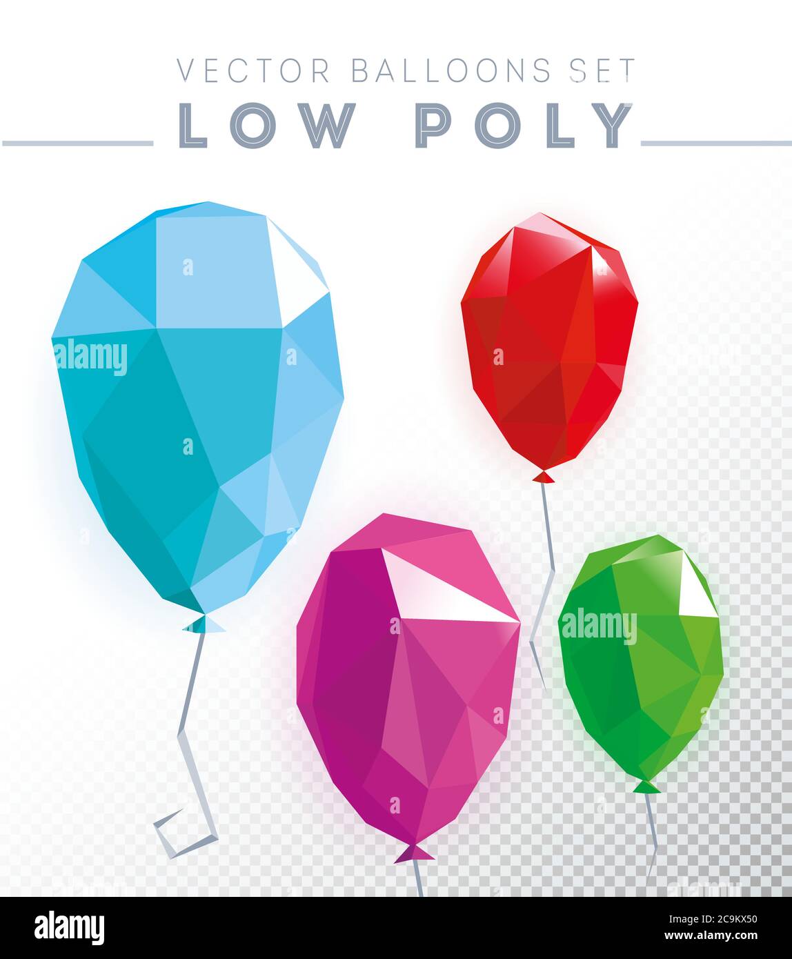 Low poly balloon design template. Abstract polygonal balloon. Balloon