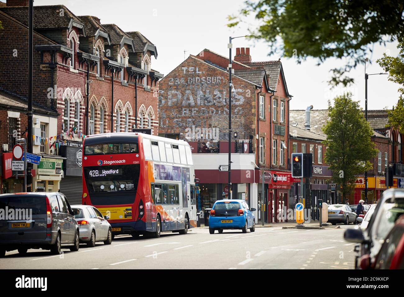 Didsbury WILMSLOW road through the village Stock Photo Alamy