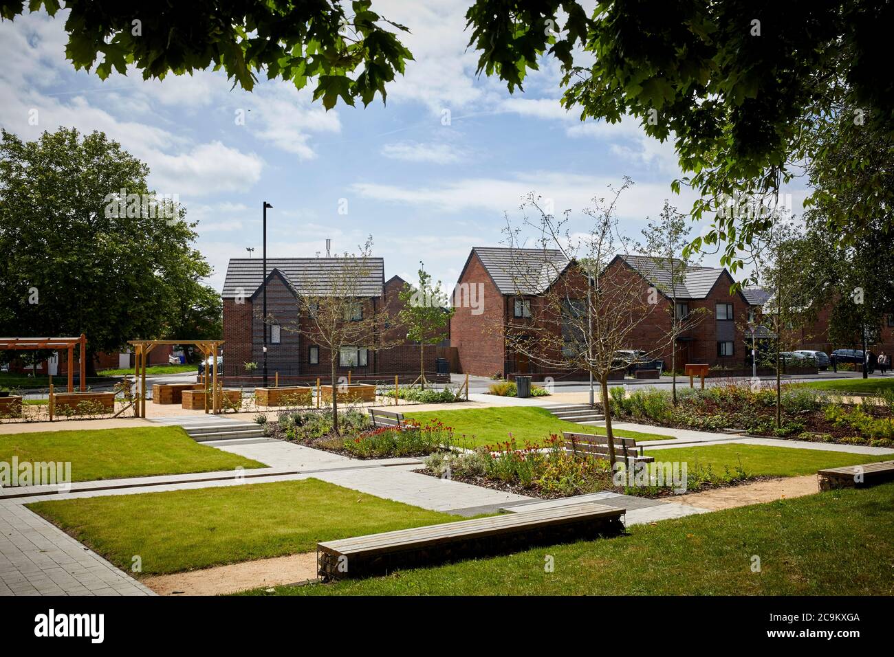 The former Shameless Estate in West Gorton has been transformed into Sponge Park  consisting of community space, walkways and playing areas. Stock Photo