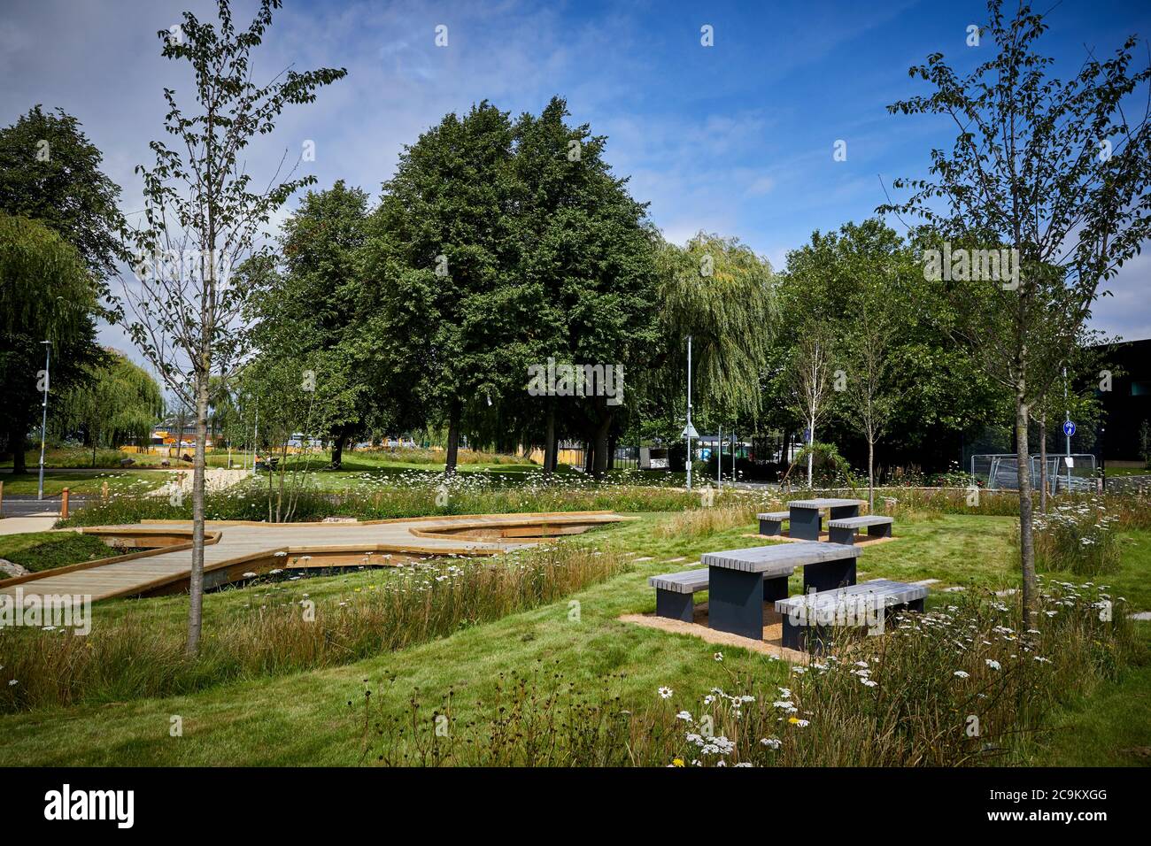 The former Shameless Estate in West Gorton has been transformed into Sponge Park  consisting of community space, walkways and playing areas. Stock Photo