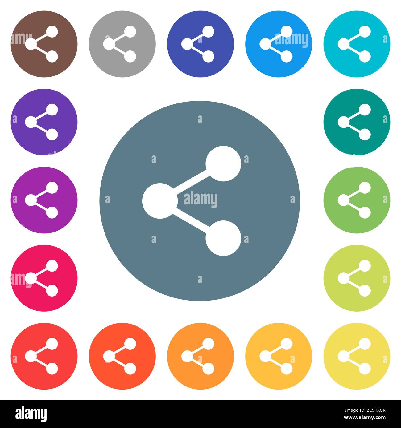 Share flat white icons on round color backgrounds. 17 background color ...