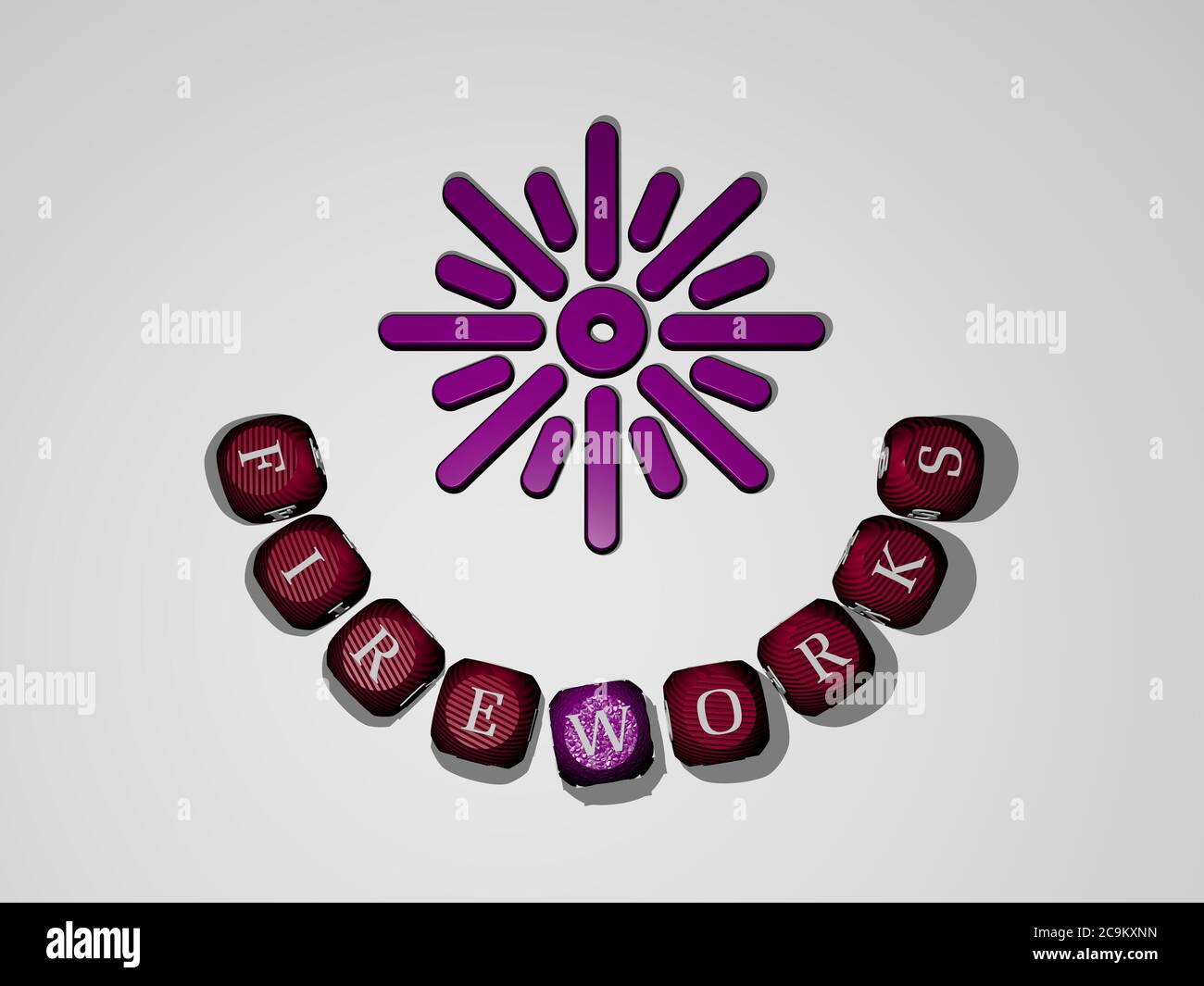 3D illustration of fireworks graphics and text around the icon made by ...