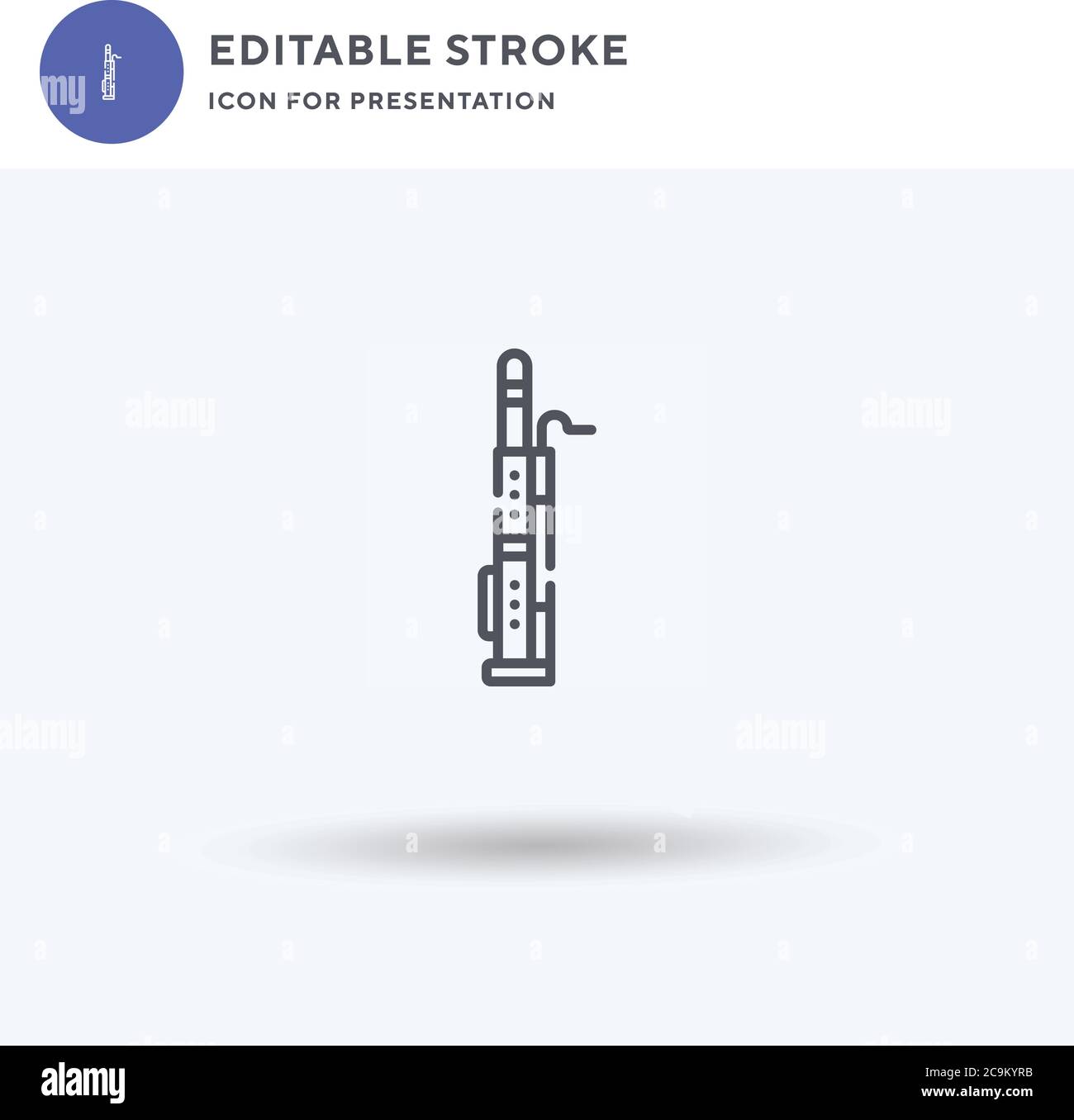 Bassoon icon vector, filled flat sign, solid pictogram isolated on white, logo illustration