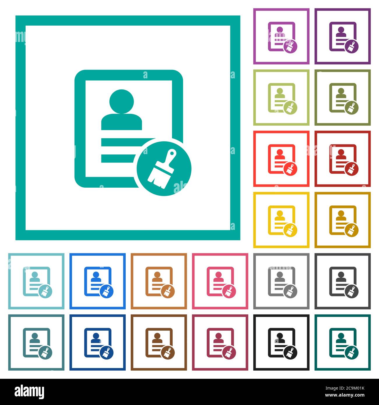 Paste contact flat color icons with quadrant frames on white background Stock Vector