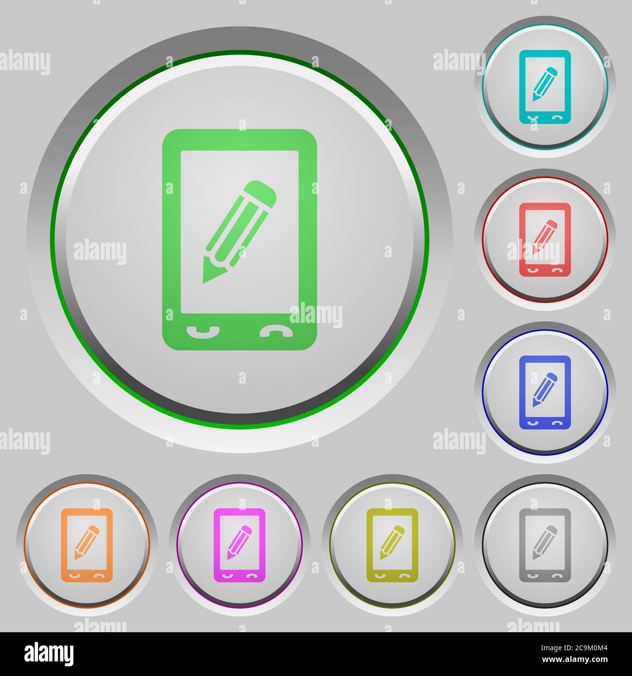 Mobile memo color icons on sunk push buttons Stock Vector