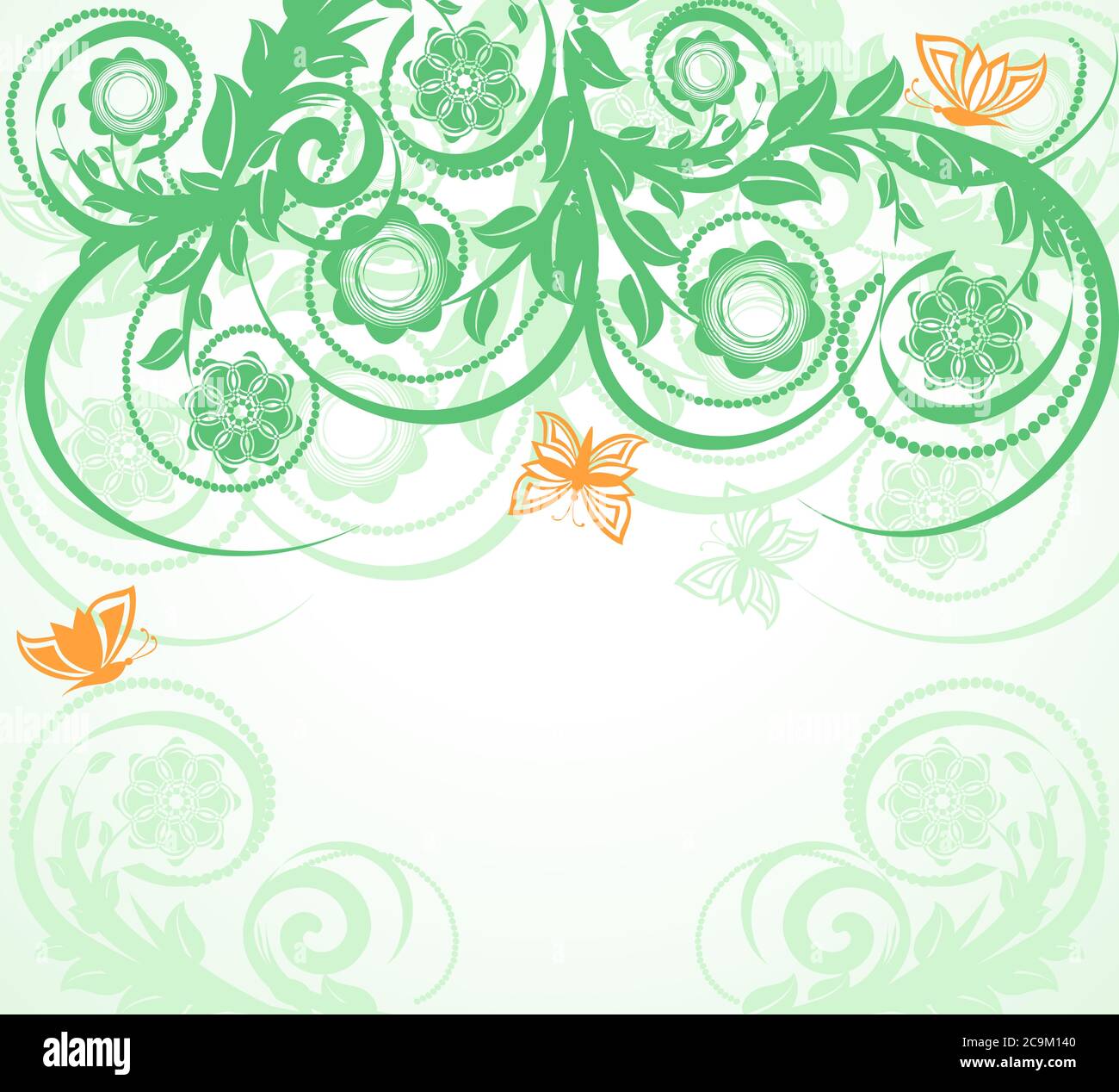 vector illustration of a floral background with butterflies Stock ...