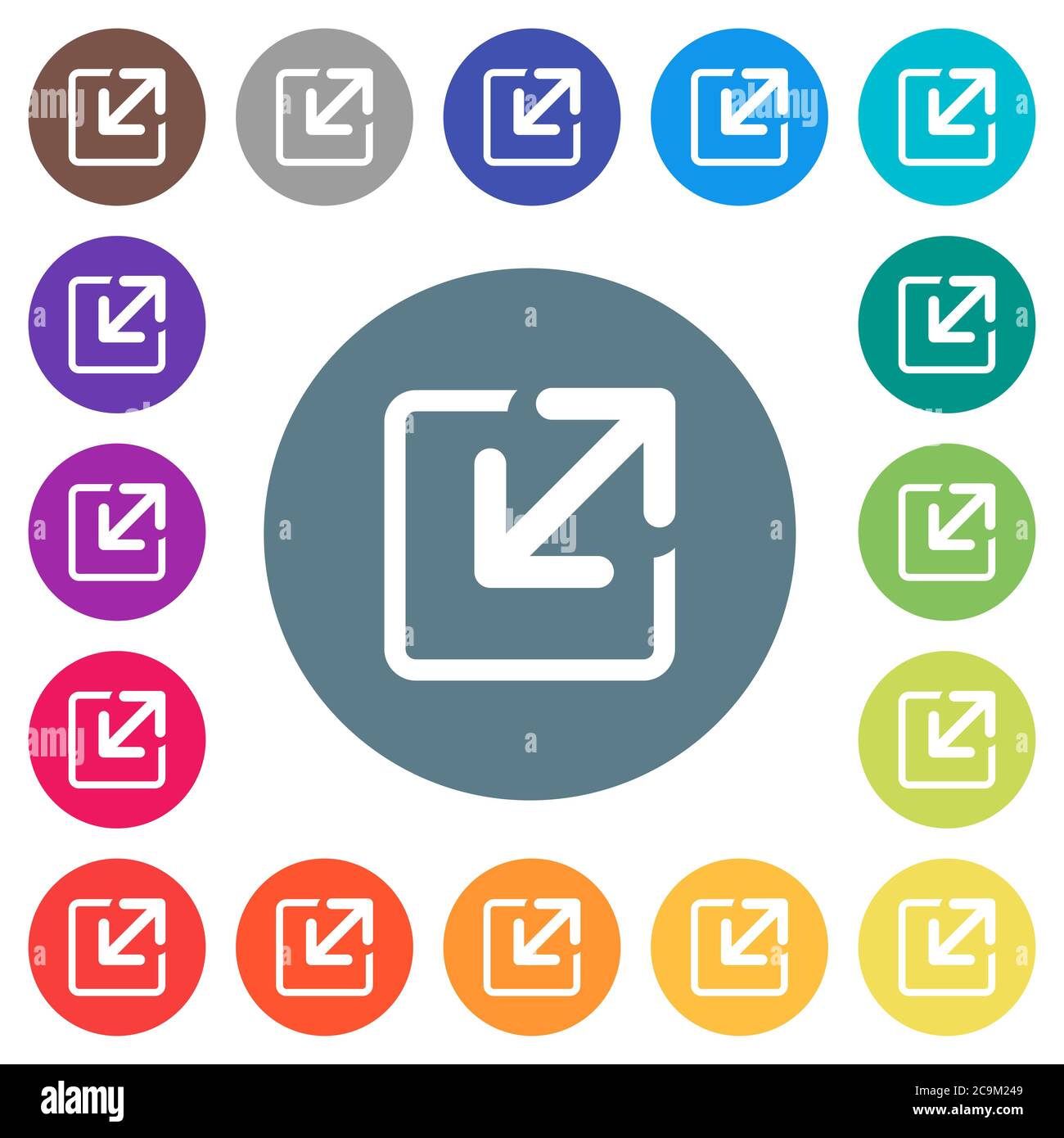 Resize window flat white icons on round color backgrounds. 17 ...