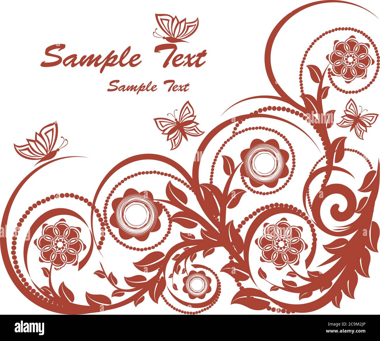 vector illustration of a floral background with butterflies Stock ...
