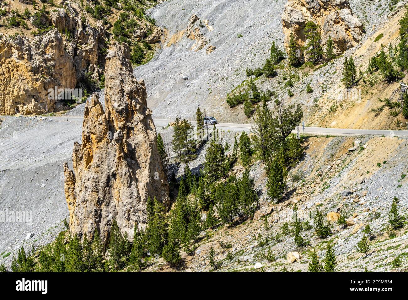 The dramatic scenery know as the Casse Desert at the Col d'Izoard, Huates Alpes, France Stock Photo