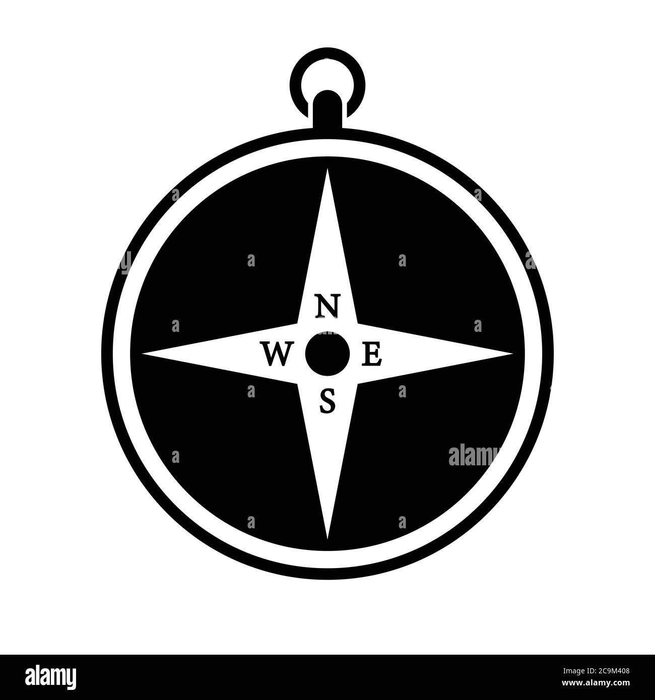 Compass icon black and white navigation equipment vector illustration ...