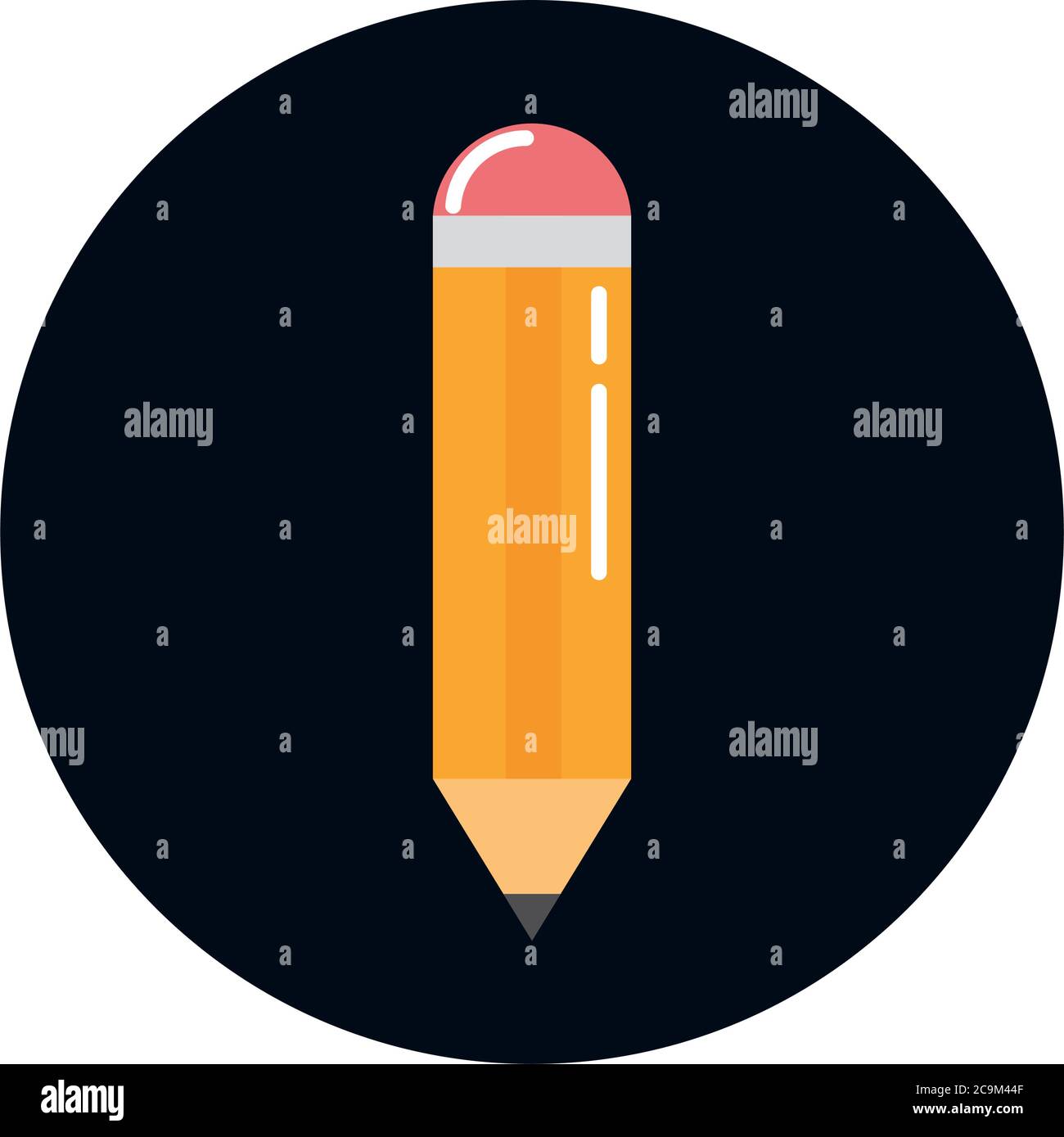 school education supply write pencil block and flat style icon vector ...