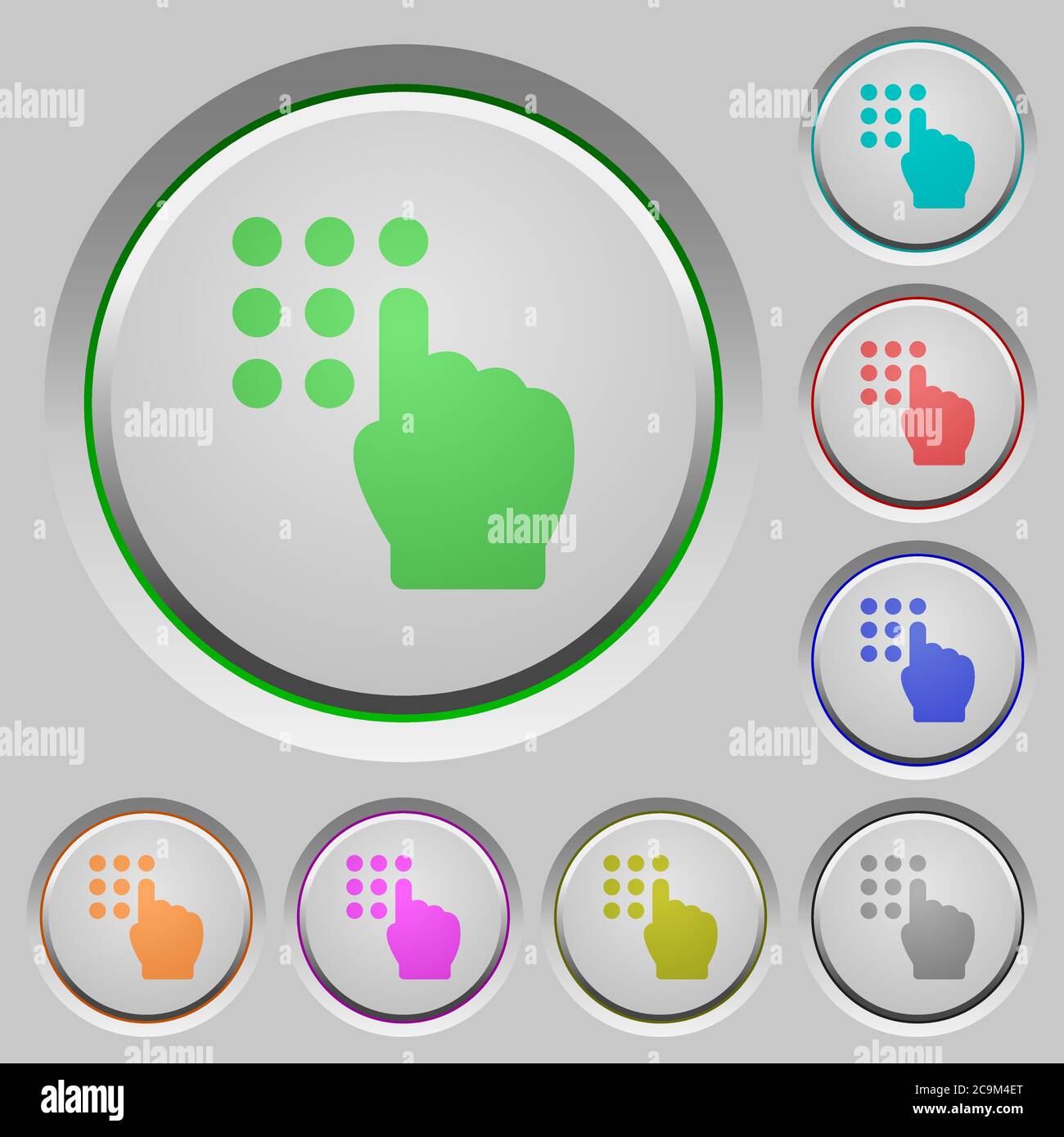 Typing security code color icons on sunk push buttons Stock Vector