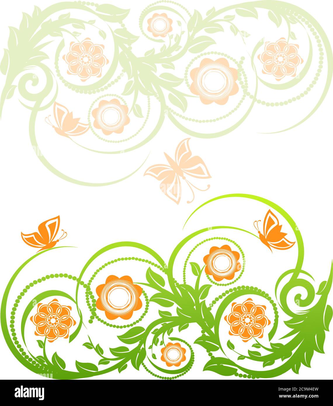 vector illustration of a floral background with butterflies Stock ...