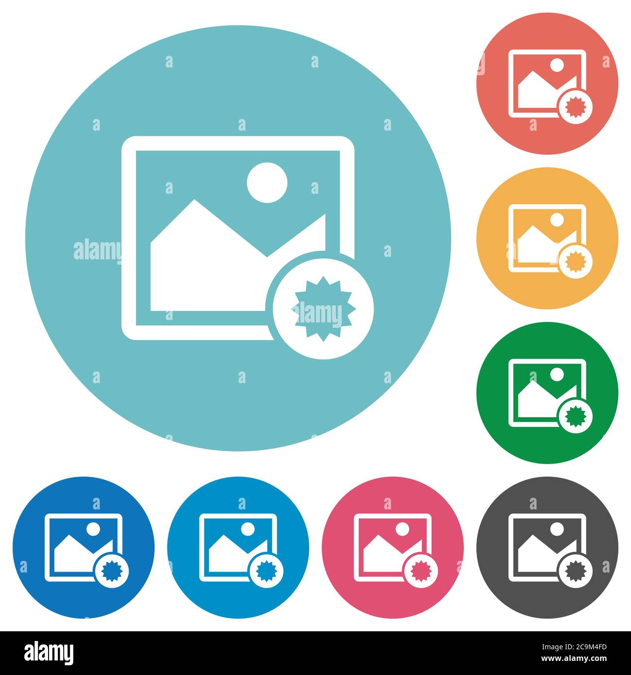 Authentic image flat white icons on round color backgrounds Stock ...