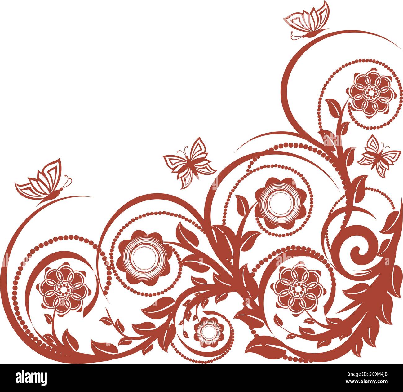 vector illustration of a floral background with butterflies Stock ...