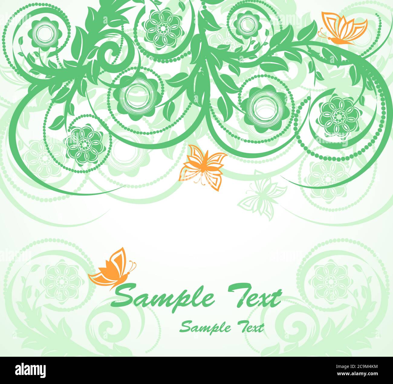 vector illustration of a floral background with butterflies Stock ...