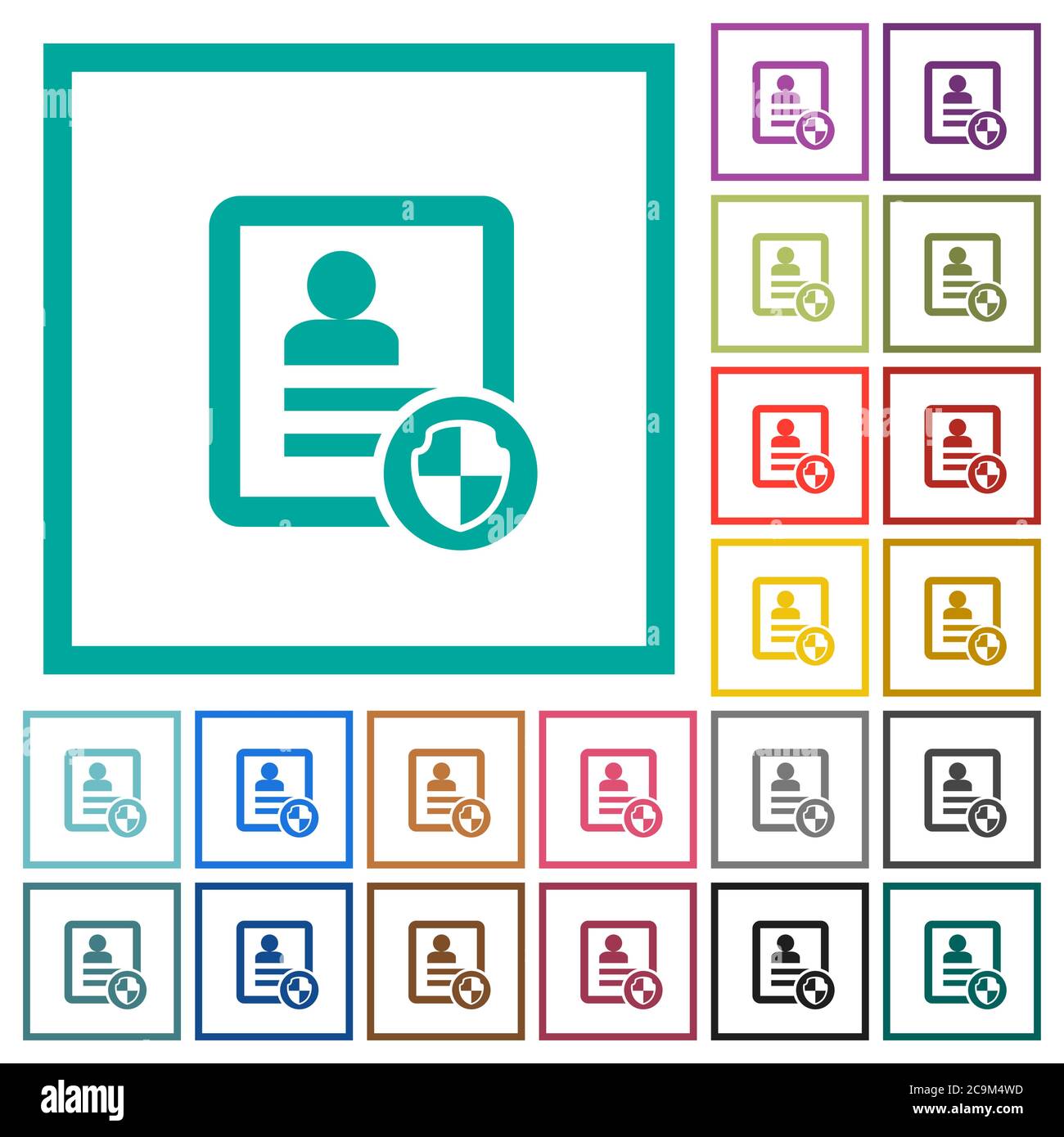 Protect contact flat color icons with quadrant frames on white ...