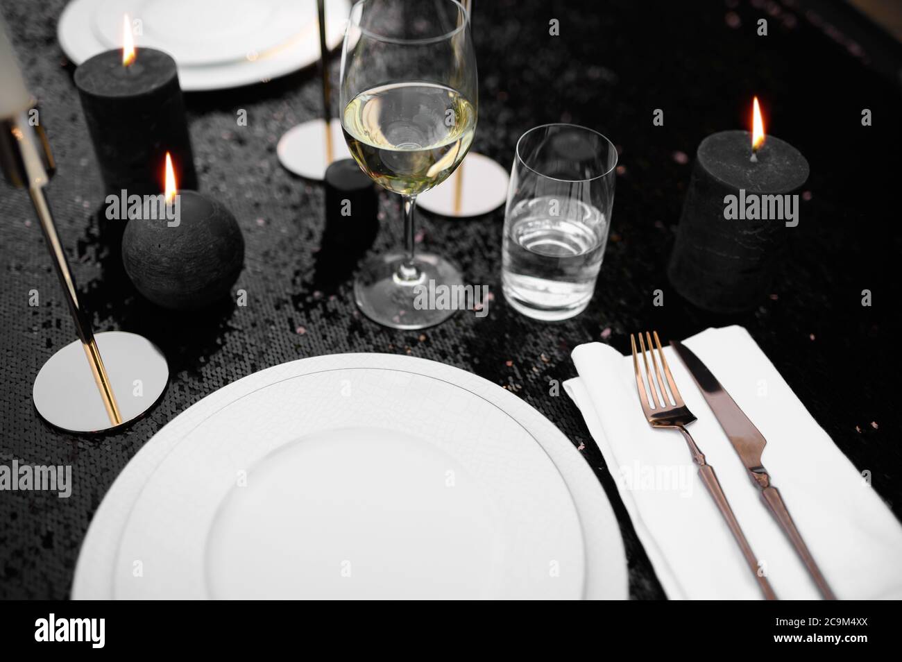Table setting, luxury silverware and tableware Stock Photo Alamy