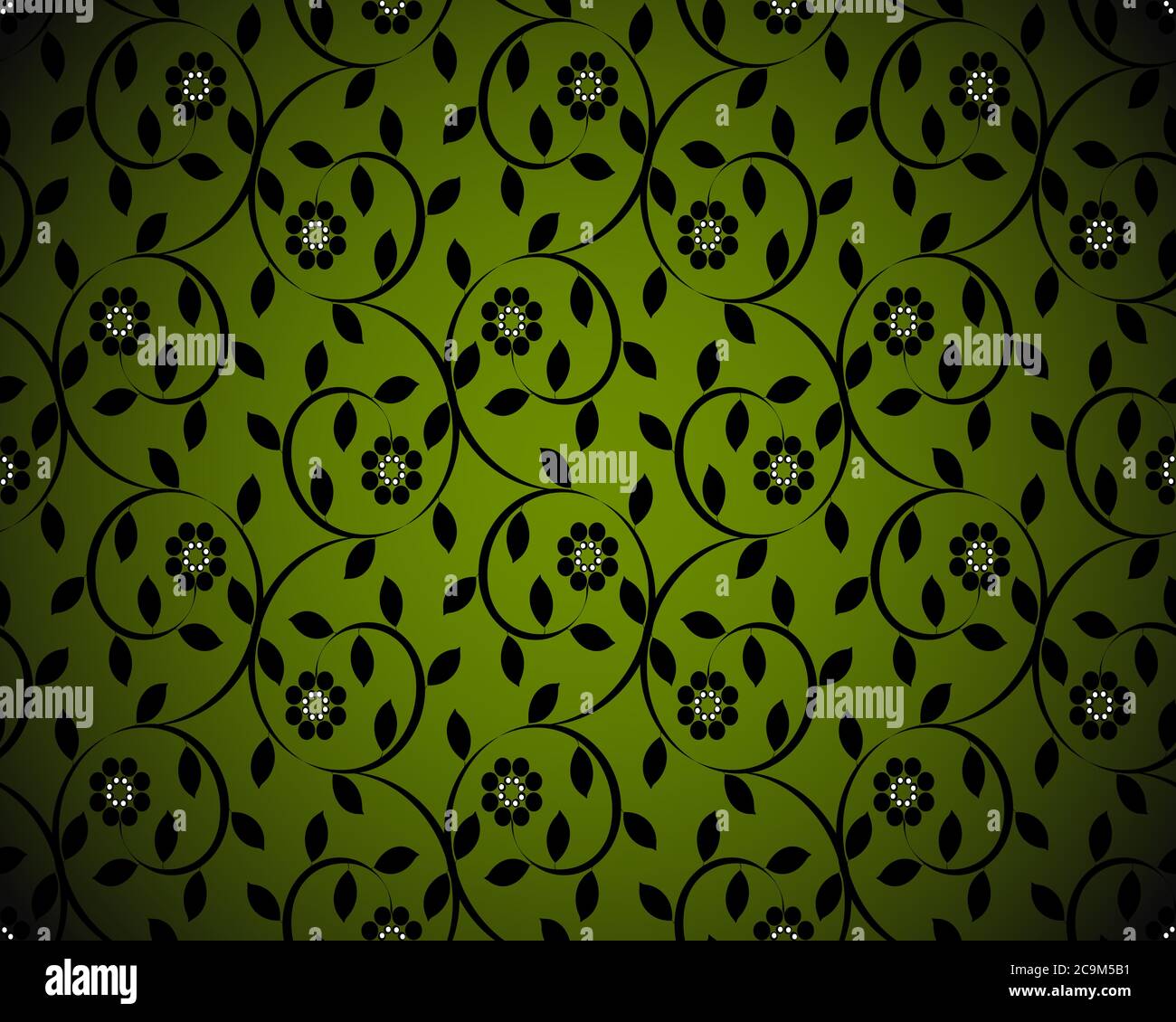 vector illustration of a green seamless floral background Stock Vector ...