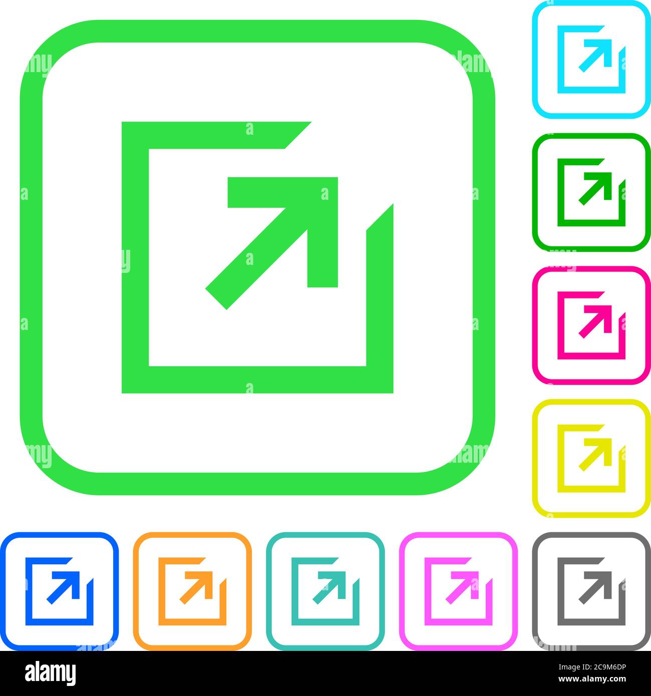 Export with inner arrow vivid colored flat icons in curved borders on ...