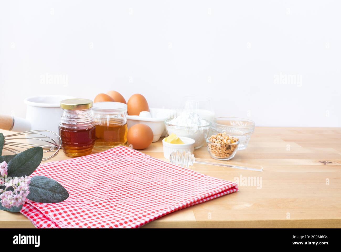 Selective focus.Cooking breakfast food or bakery with ingredient and ...