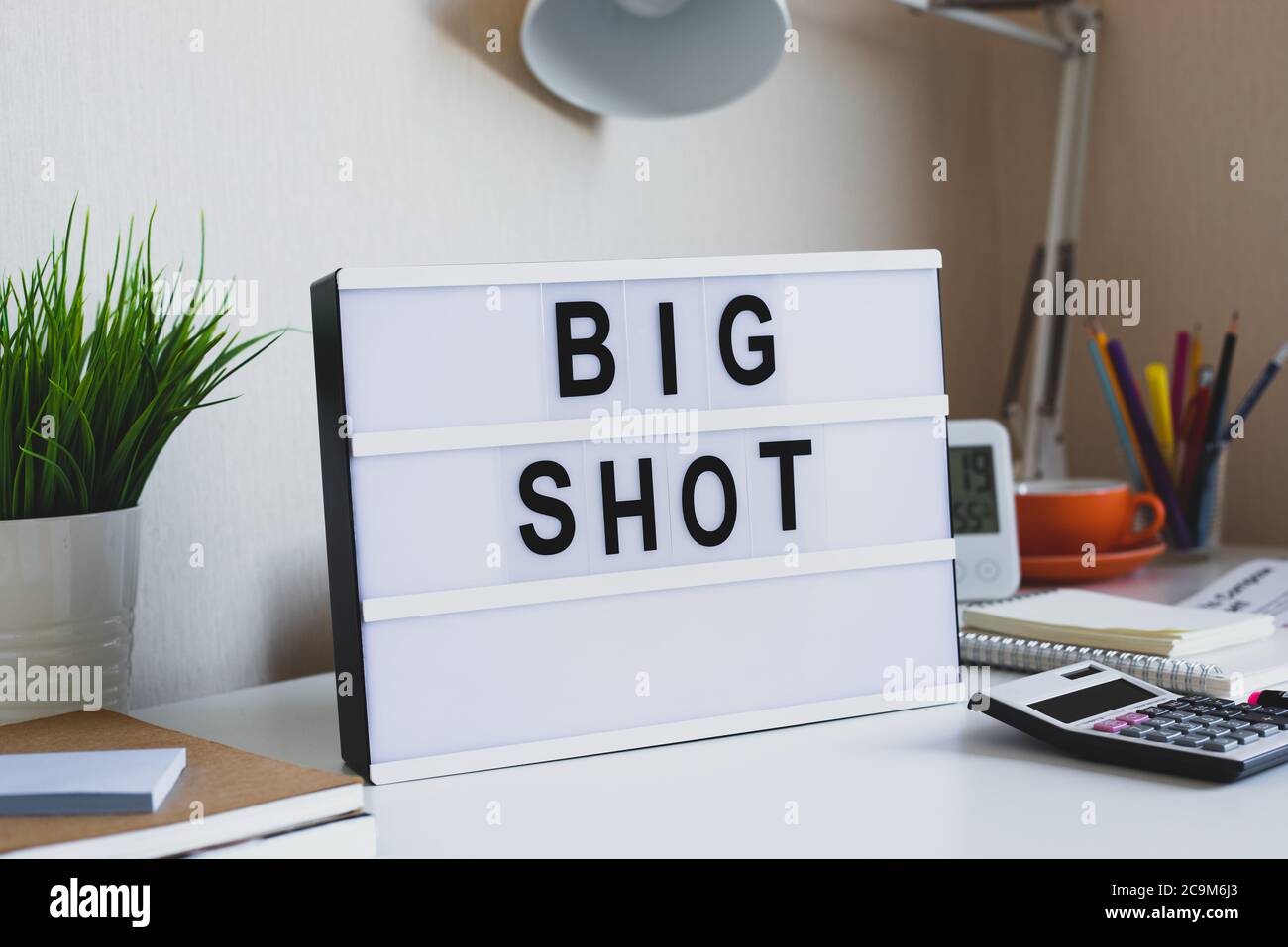 Big shot text on light box.investment profit with stock market.no people Stock Photo