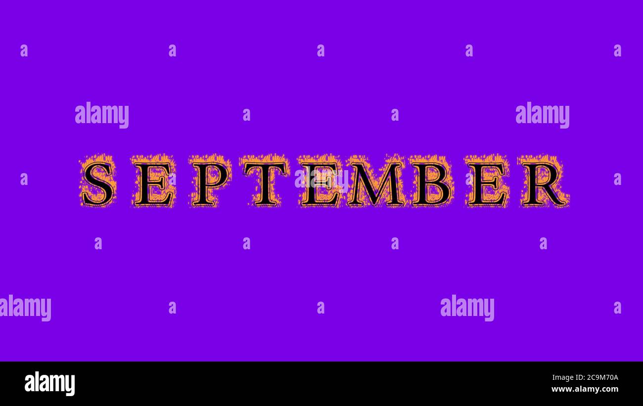 September fire text effect violet background. animated text effect with ...
