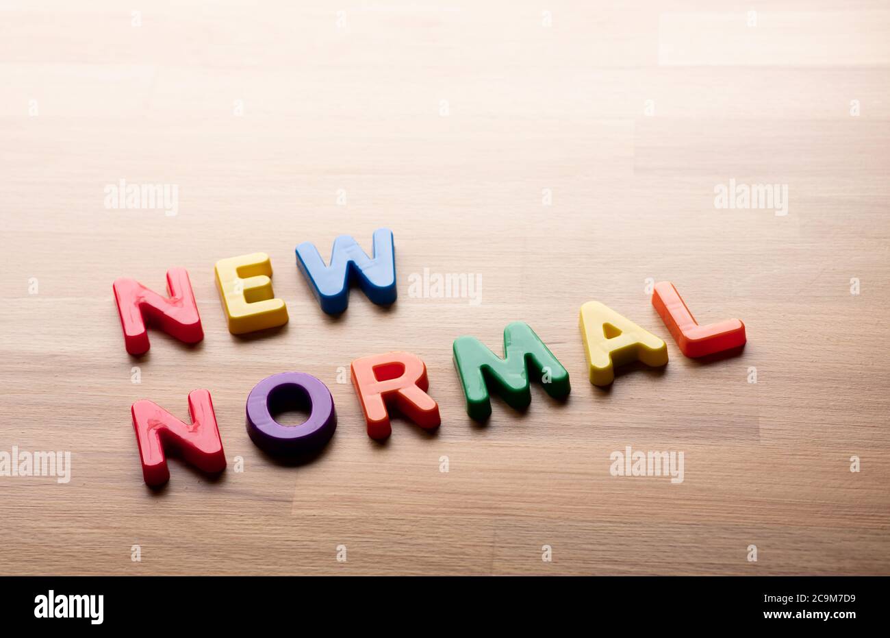 New normal concepts with colorful text message on wood table.changing ...