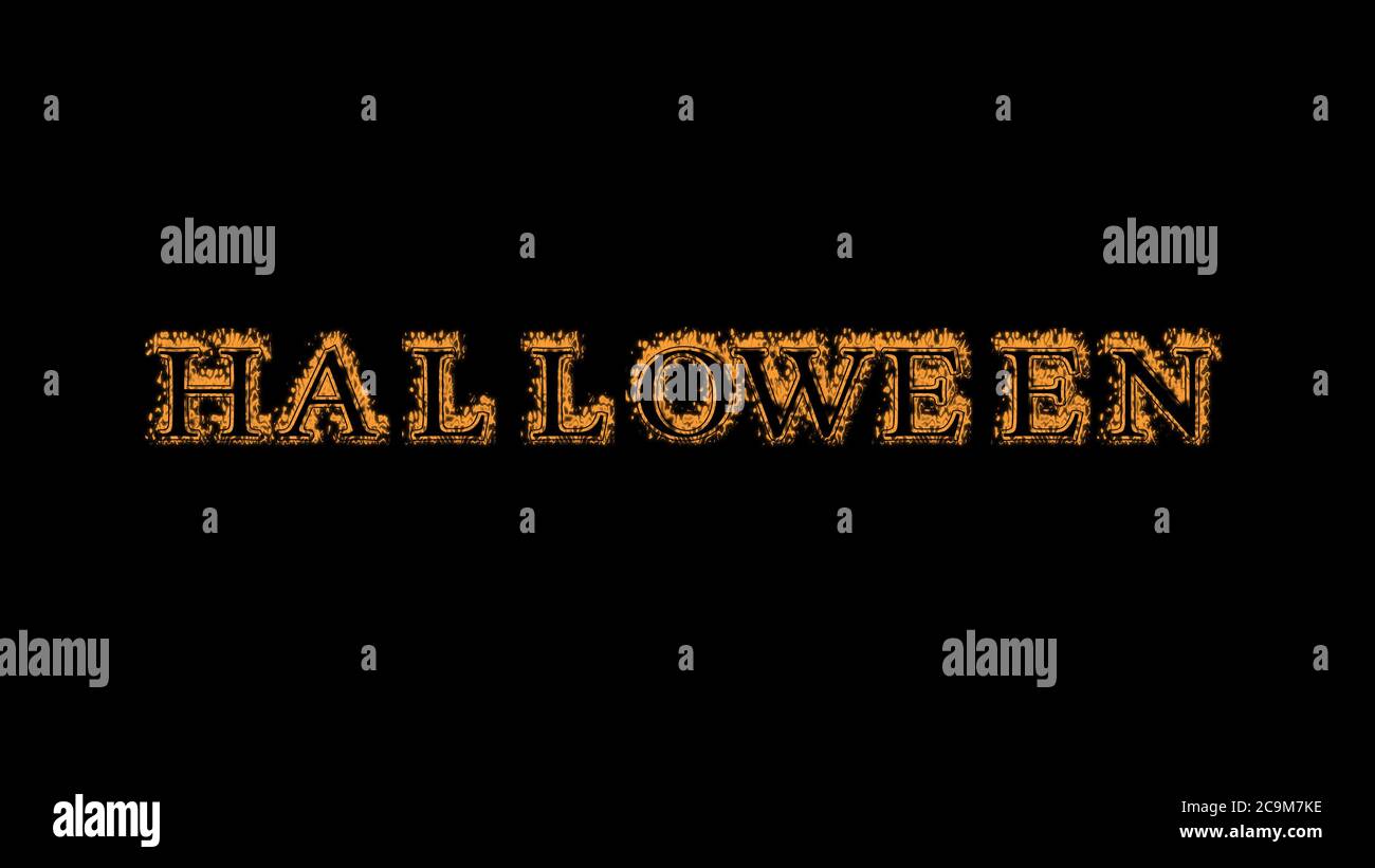 Halloween fire text effect black background. animated text effect with