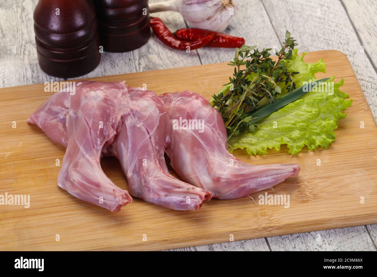 Raw rabbit legs ready for cooking Stock Photo