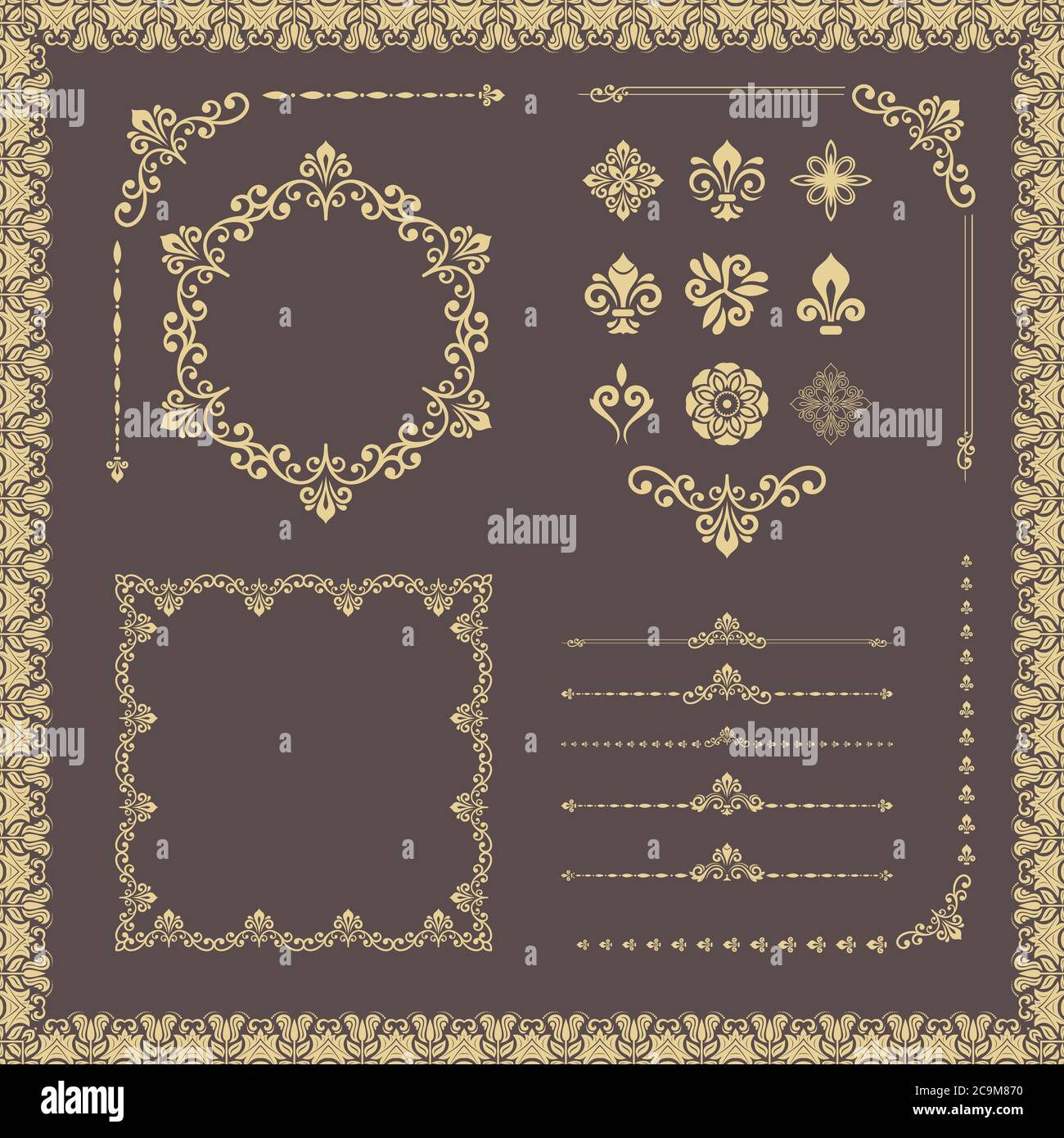 Vintage Set of Horizontal, Square and Round Elements Stock Photo - Alamy