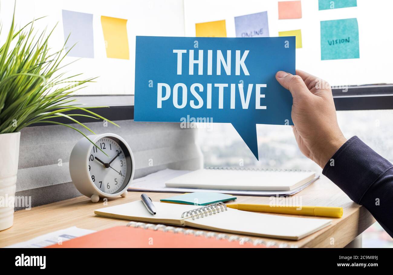 Think positive concepts with text on bubble paper.Creativity and motivation to success.vision changing Stock Photo