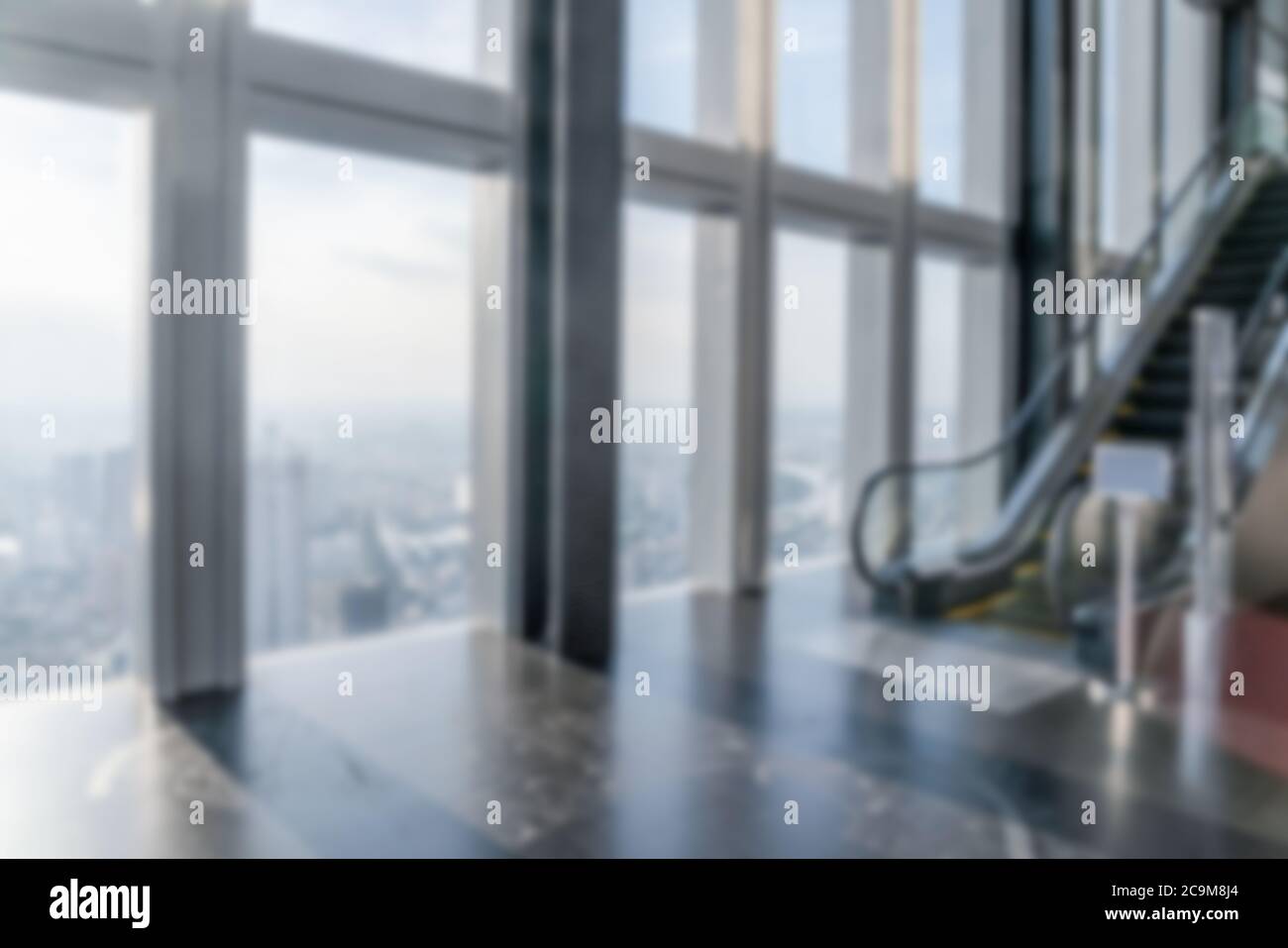 Blur background of empty office interior in city. Stock Photo