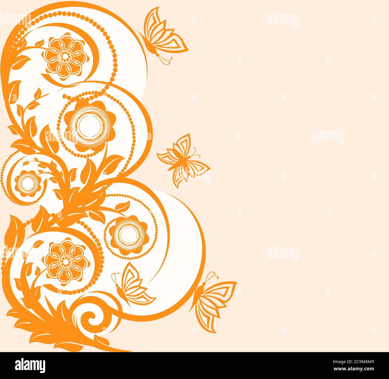 vector illustration of a floral background with butterflies Stock ...