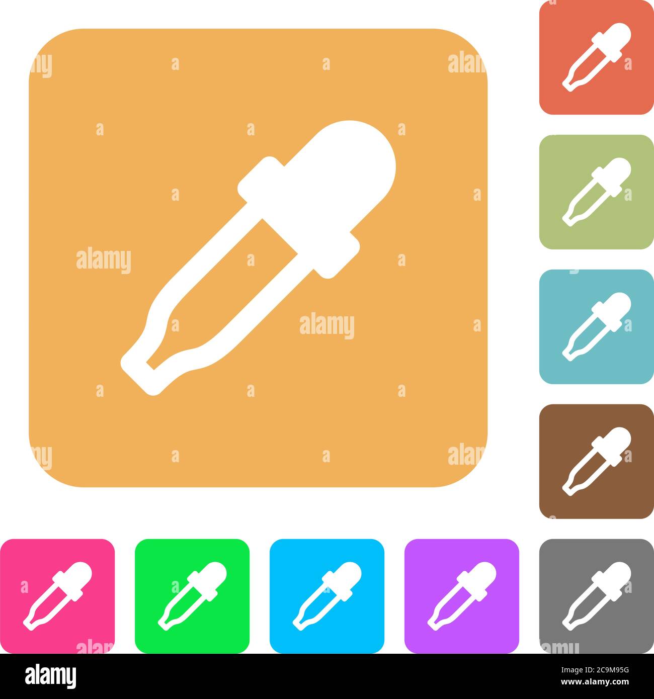 Color picker flat icons on rounded square vivid color backgrounds Stock ...
