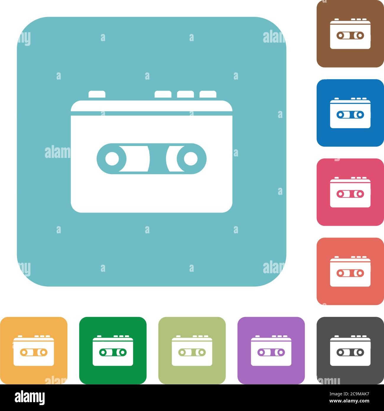 Vintage retro walkman white flat icons on color rounded square backgrounds Stock Vector