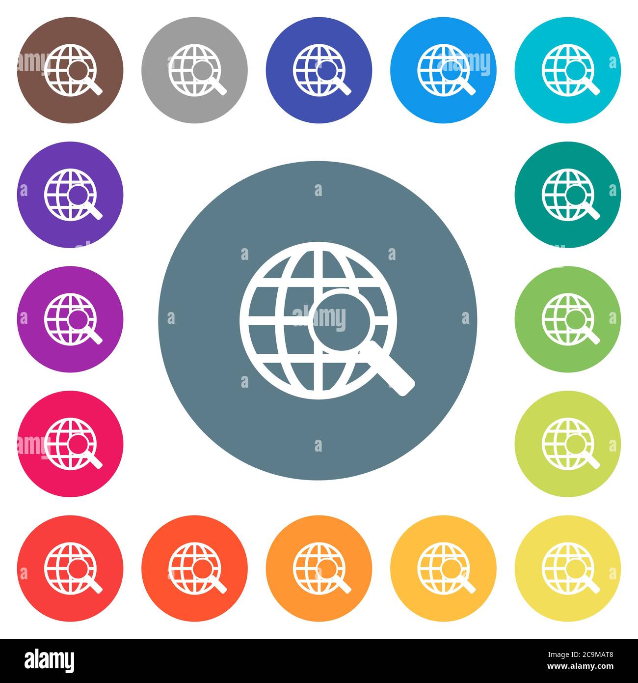 Web search flat white icons on round color backgrounds. 17 background ...