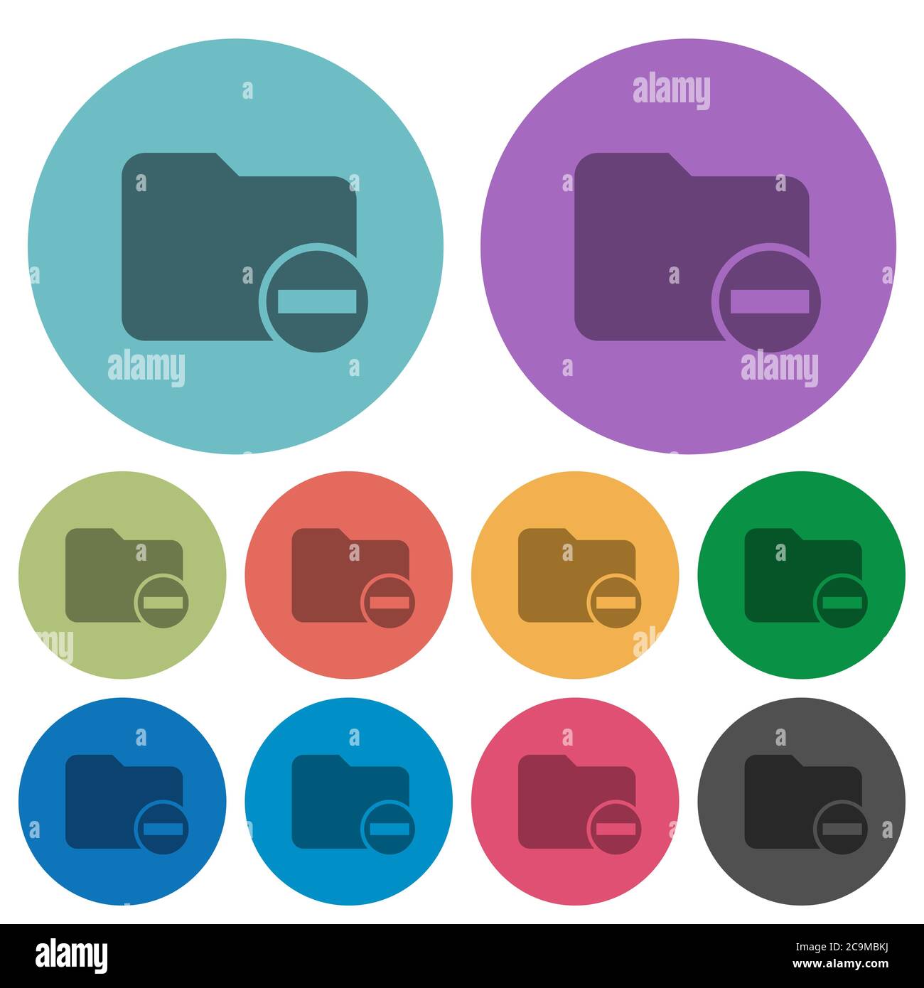 Remove directory darker flat icons on color round background Stock Vector