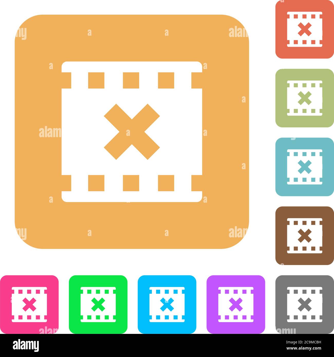 Movie cancel flat icons on rounded square vivid color backgrounds Stock ...